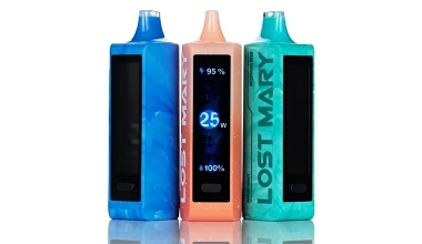 Lost Mary vaporizer box mods in four assorted multi-color designs